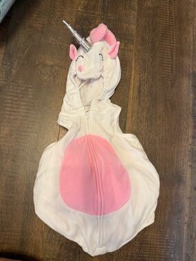 Carter's Cream and Pink Plush Hooded Animal Romper